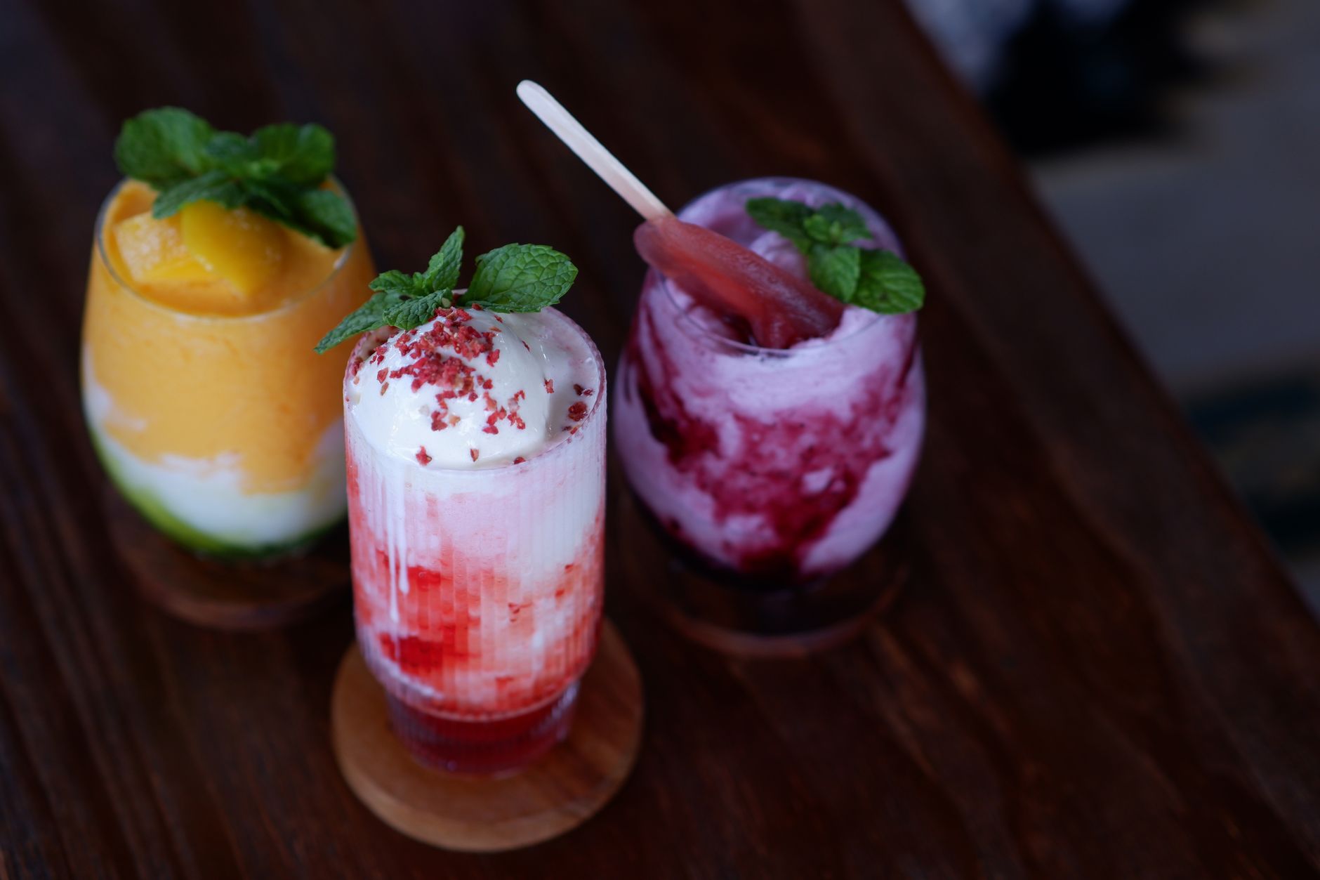 fruit smoothies blended from freezer packs for an easy healthy breakfast