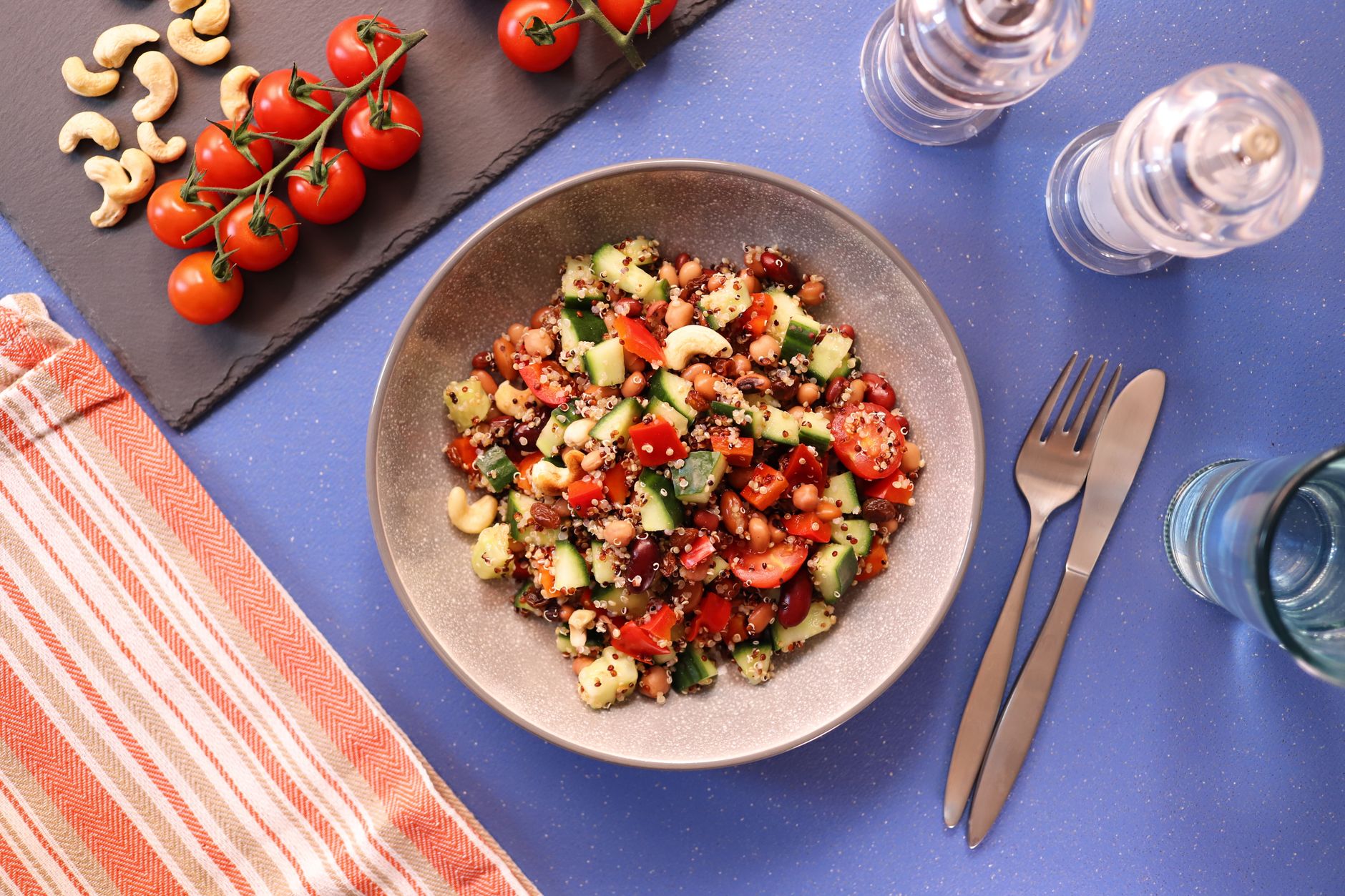 mediterranean chickpea quinoa bowl for high protein vegan meal prep